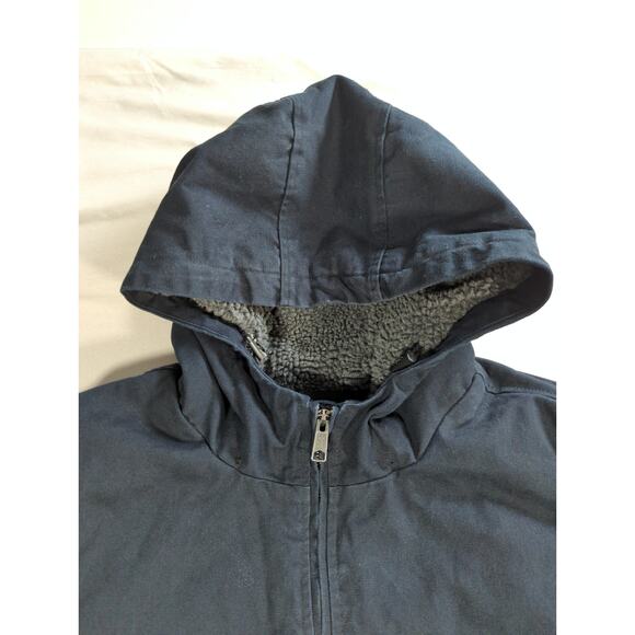 Lee Workwear Black Hooded Jacket Sherpa Lined Heavy Duty Zip Up Men L - Picture 5 of 15